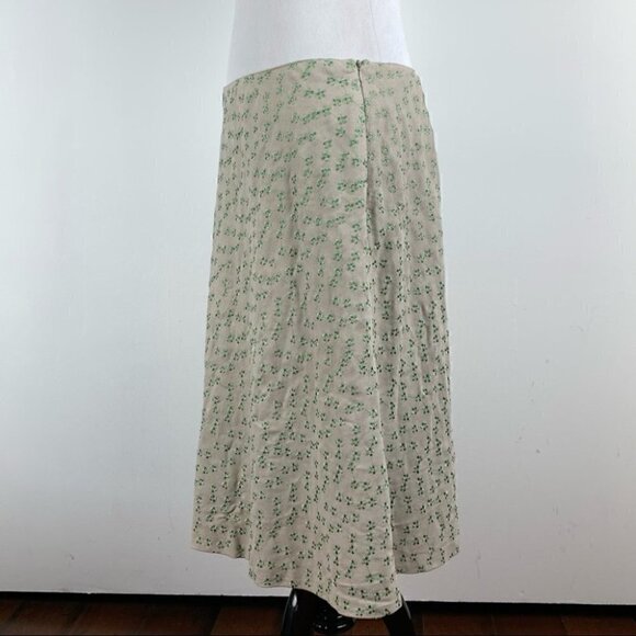 B Moss womens skirt size 10 tan sage green ultra suede embroidered floral 90s - Picture 4 of 10